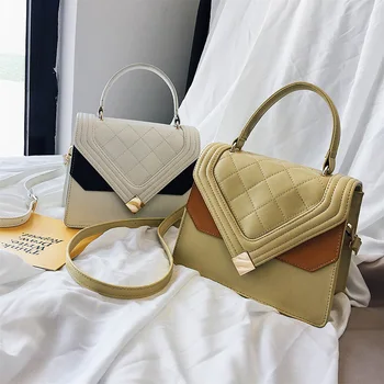 

British Fashion Women's Designer Handbag 2019 New Quality Big Size Top Handle Bags Contrast Color Lock Shoulder Messenger Bag