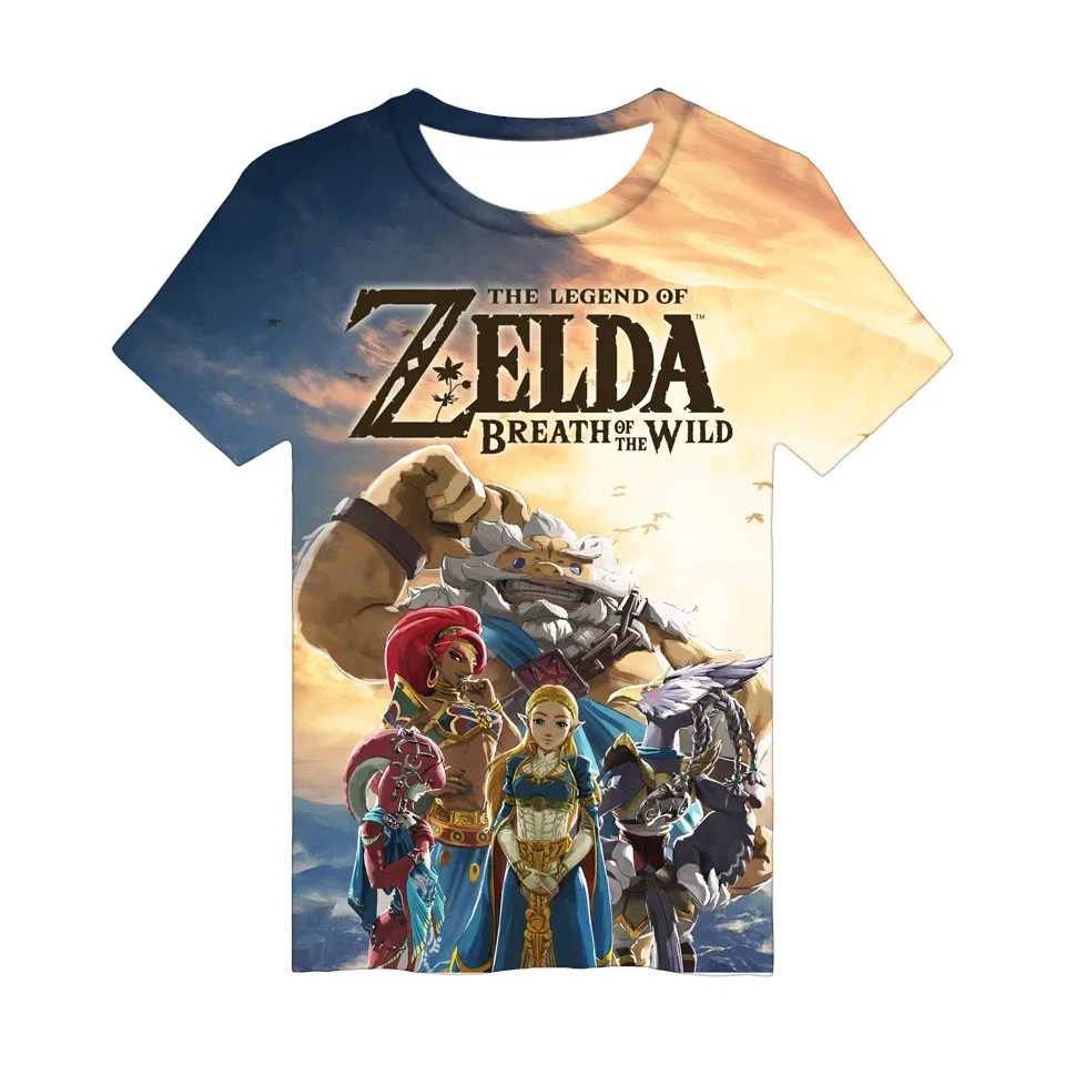 

2019 new short-sleeved game Zelda legend wilderness no short hip hop O-neck 3D color printing loose T-shirt