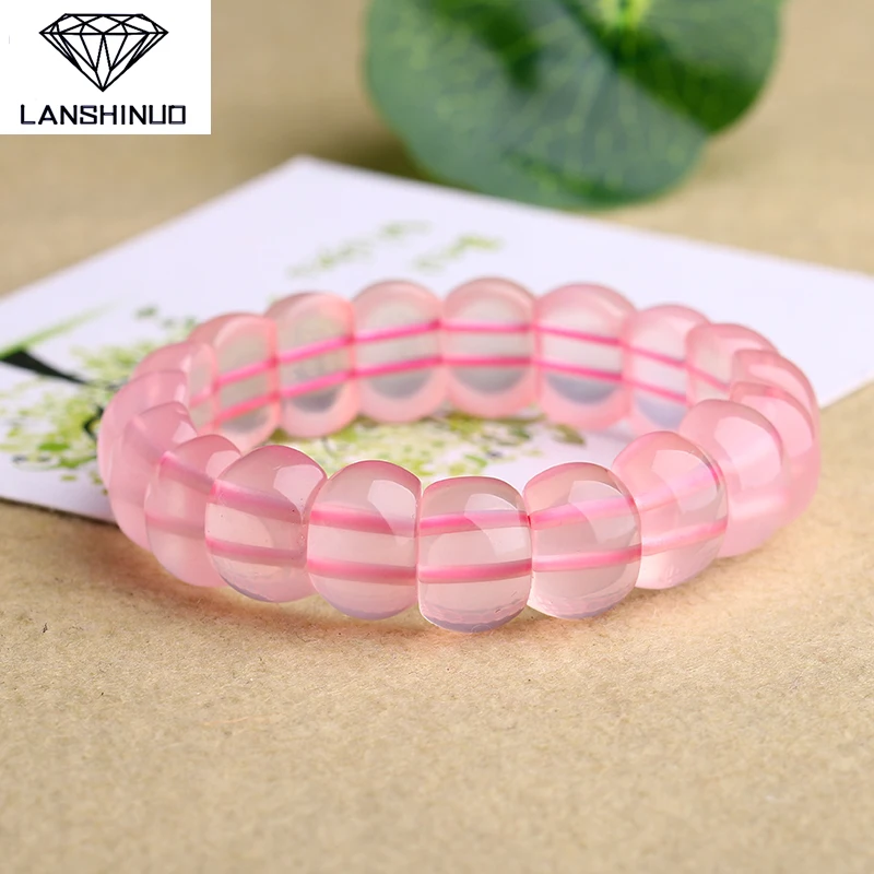 

Natural pink crystal bracelet handmade hibiscus stone peach blossom love China manufacturing