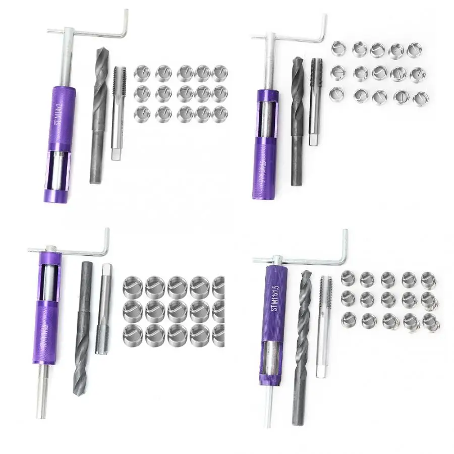 

Screw Wire Sleeve Thread Insert 18pcs M11/14 Stainless Steel Wire Screw Sleeve Thread Repair Insert Kit Tool Set