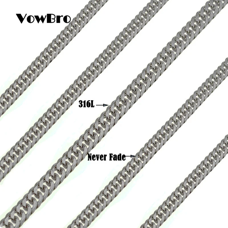 

VowBro Cuban Link Chain Men Silver Color Stainless Steel Long/Choker Big Chunky Minimalist Rapper Chain Necklace Hiphop Jewelry