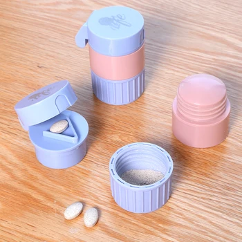 

4 In 1 Portable Pill case Medicine Splitter Cutter pill dispenser broken mill drug grinder Medicine organizer