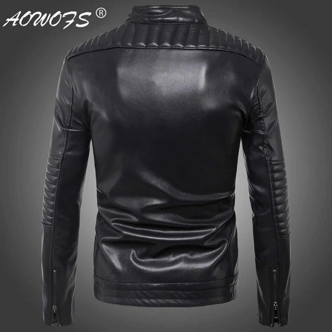 Brand new punk men's motorcycle zipper leather motorcycle windproof men's leather jacket trend personality locomotive clothing