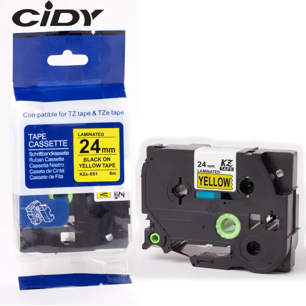 Cidy 2 шт./лот 24 мм черный на желтом tze 651 tze-651 tze651 Tz651 Tz производитель этикеток |