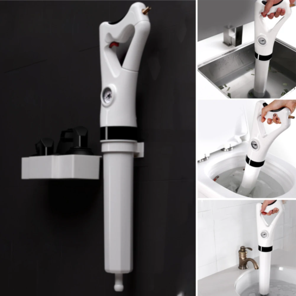 

Toilet Plunger High Pressure Clog Sink Dredge Tools Kitchen Blaster Gun Auger Cleaner Air Drain ABS Powerful Bathroom Reusable