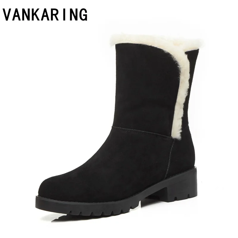 

VANKARING fashion snow boots new autumn winter boots women lace-up warm plush ankle boots for women black platform shoes woman