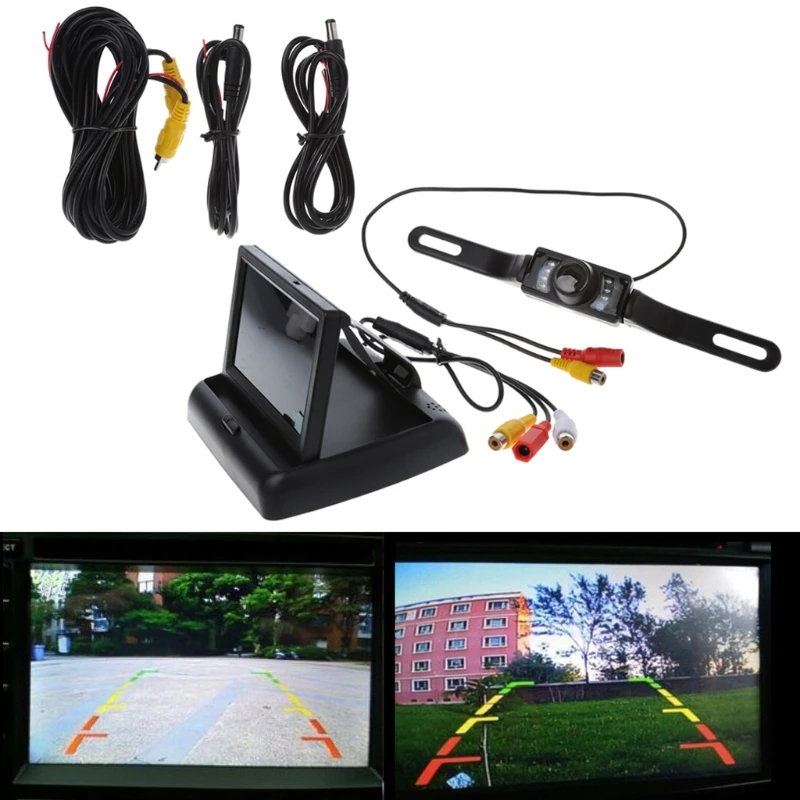 

OOTDTY 1/4 Inch Color CMOS 120 Degree Car Backup Rear View IR Night Vision Camera 4.3 Inch TFT LCD Display Monitor Kit