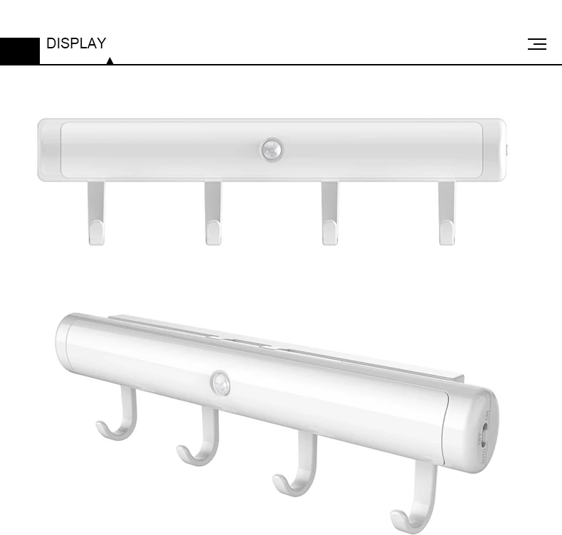 Портативный дверной крючок для шкафа, настенный светильник с датчиком движения, светодиодный подвесной светильник для прихожей, светильник на батарейках для коридора, светильник для одежды ing