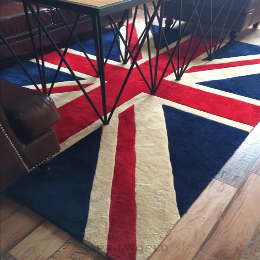 

Nostalgic England style soft warm bedside mat for living room, simple style living room ground mat,English flag pattern carpet