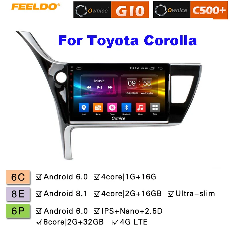 

FEELDO 10.1 " 2.5D Nano IPS Screen Android 6.0 Octa Core/DDR3 2G/32G/4G LTE Car Media Player With GPS/FM For Toyota Corolla