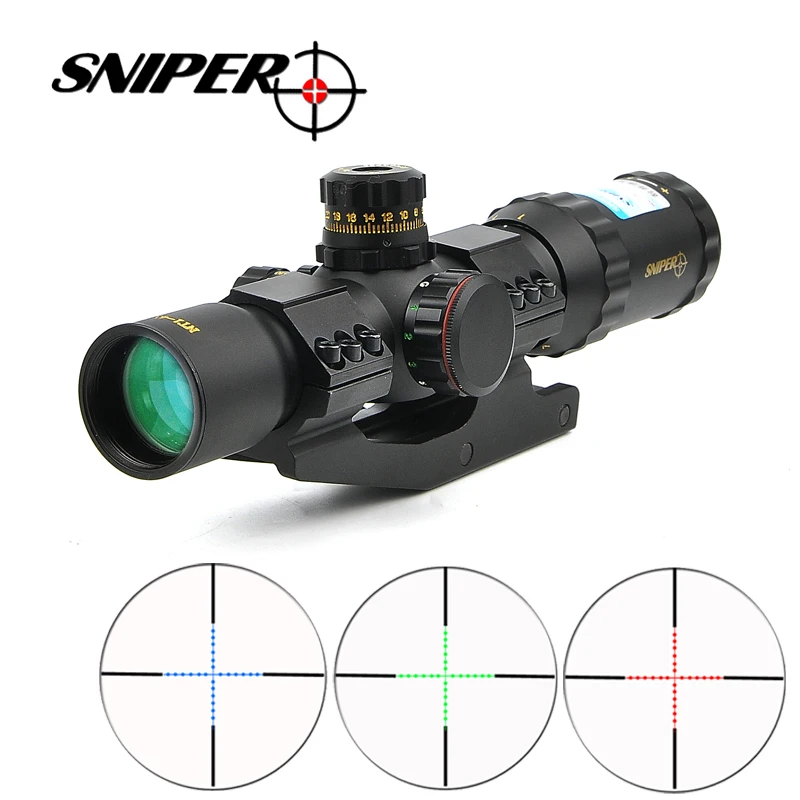 

Sniper 1-4x28 Rifle Scope Tactical Scopes Red Blue Green Mil-dot Illuminated Sight Optical Scope For Hunting Airgun Riflescope