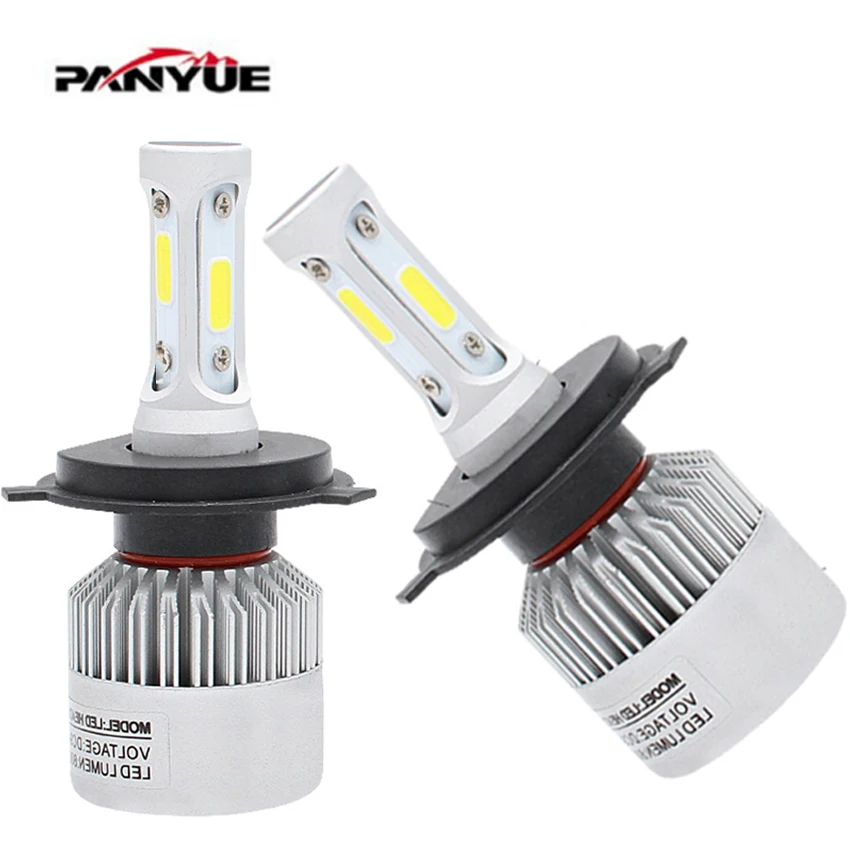 PANYUE 2Pcs Super bright H4 LED COB Chip Auto Car Headlight 72W 8000LM High Low Beam All In One Automobiles Lamp 6500K 12V PANYUE 2Pcs Super bright H4 LED COB Chip Auto Car Headlight 72W 8000LM High Low Beam All In One Automobiles Lamp 6500K 12V