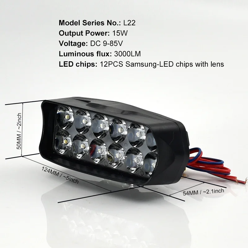 CNSUNNYLIGHT Motorcycle LED Headlight Fog Light 10W 15W 20W White Auto Bike Driving Work Spotlight Offroad Moto Lamp Accessories (5)