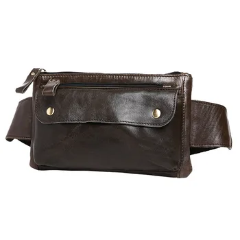 

Nesitu Vintage Brown / Dark Coffee Real Skin 100% Guarantee genuine leather bags cowhide small men waist bags #M8136