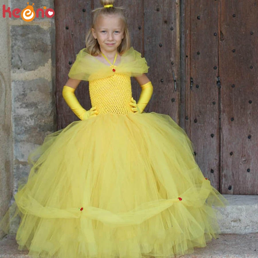 Yellow Princess Belle Tutu Dress The Beauty And The Beast Inspired Girls Birthday Party Dress Kids Photo Cosplay Costumes Dresses Aliexpress