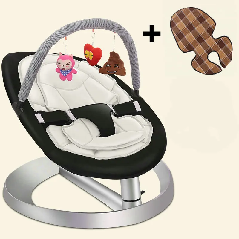Us 100 49 25 Off Baby Rocking Chair With Toy Rack And Double Seat Cushion Toddlers Recliner Chair Infant Swing Cradle Baby Rocker Chair In
