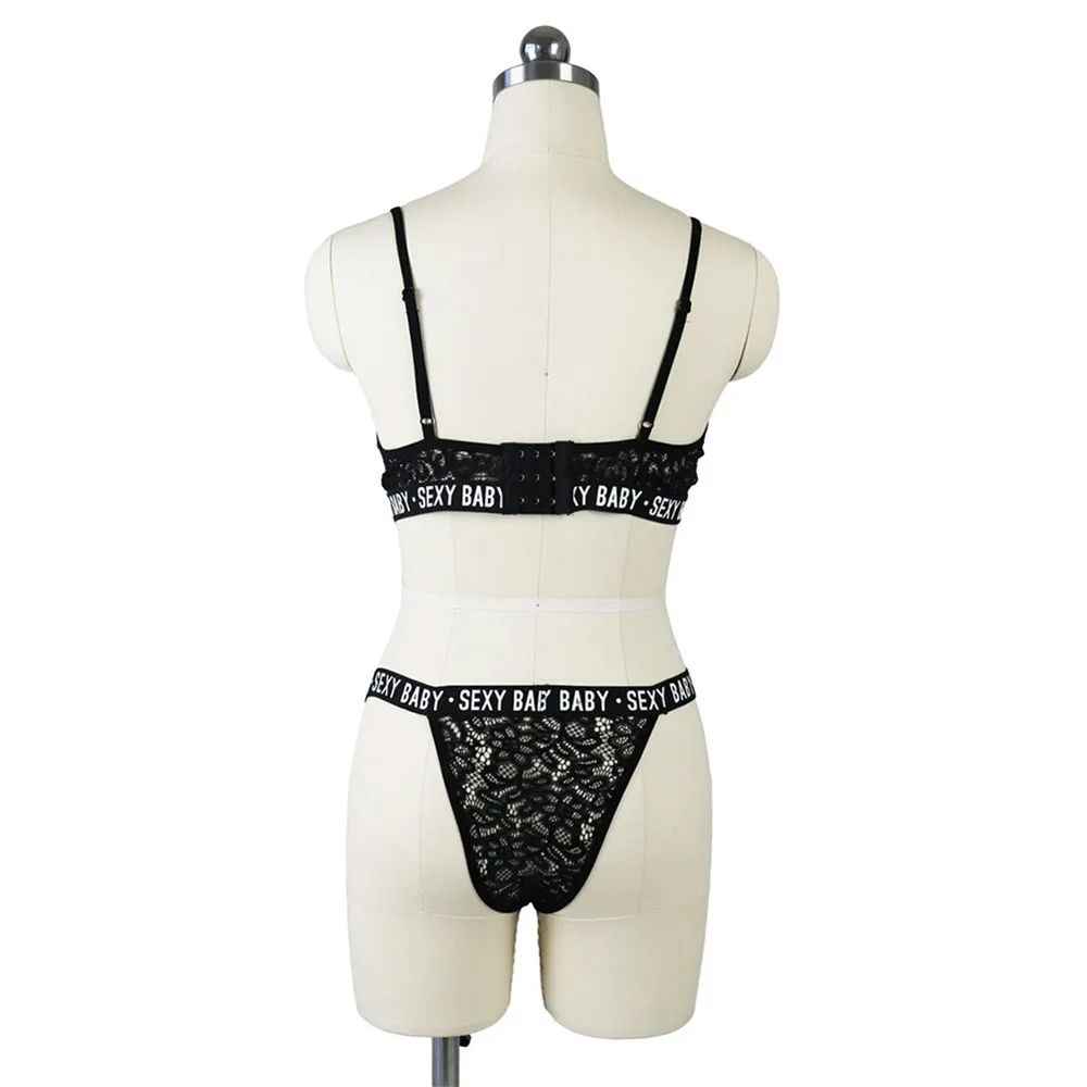 Sheer Lace Bra комплект Для женщин Sexy Baby Черный Push Up прозрачный бюстгальтер без