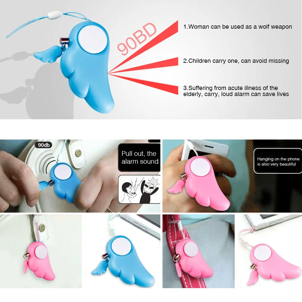 5 Pieces Emergency Alarm Self Defense Supplies 90dB Personal AttackRape Safety Personal Security for Girl Kids Children Keychain