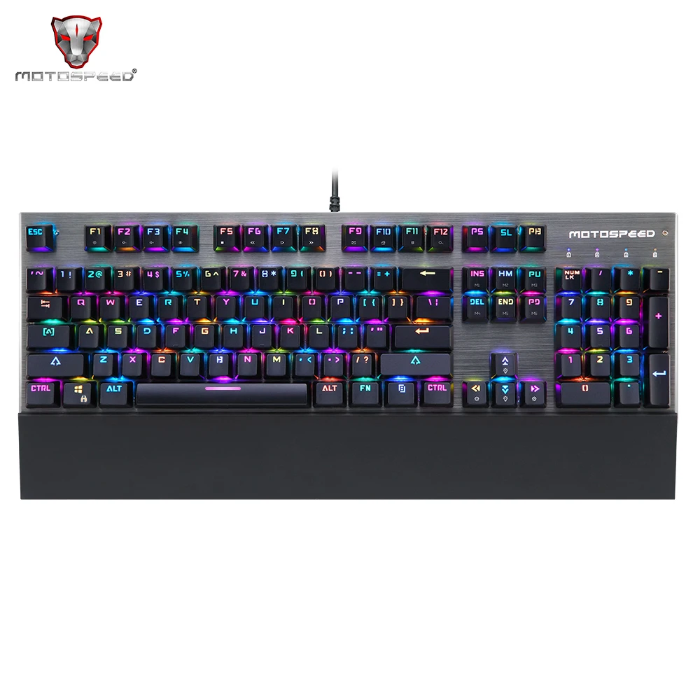  Motospeed CK108 104 Keys black/Blue Switch RGB Backlight Ergonomics Design Mechanical Gaming Keyboa