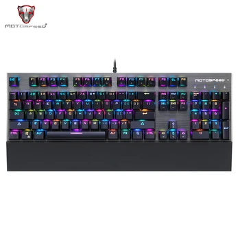

Motospeed CK108 104 Keys black/Blue Switch RGB Backlight Ergonomics Design Mechanical Gaming Keyboard for LOL DOTA 2