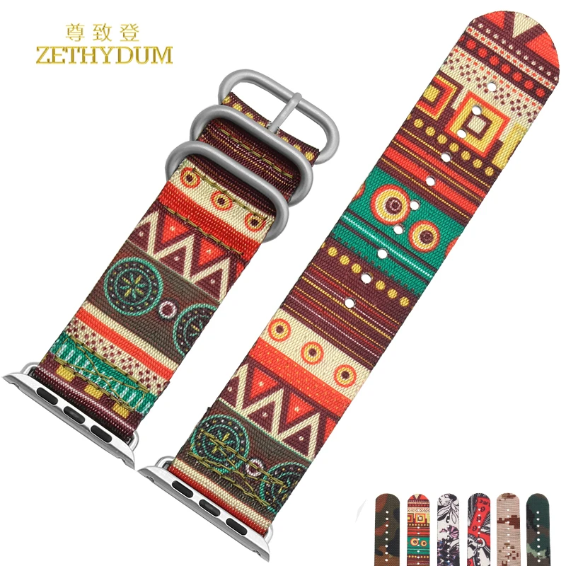 

Nylon Smart bracelet watch band for watch iwatch watchband 38mm 42mm waterproof perlon wristwatch strap camouflage pattern