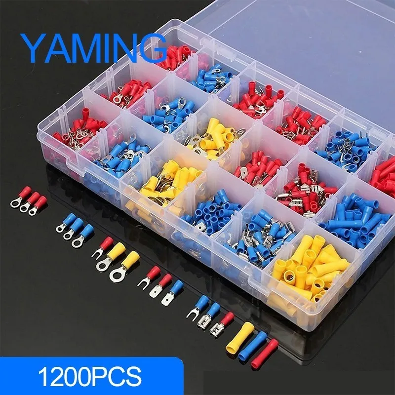 

1200pcs with box Assorted Crimp Terminals Set Kits Insulated Electrical Wiring Connectors Cord Pin End Quick Male/Female Kit
