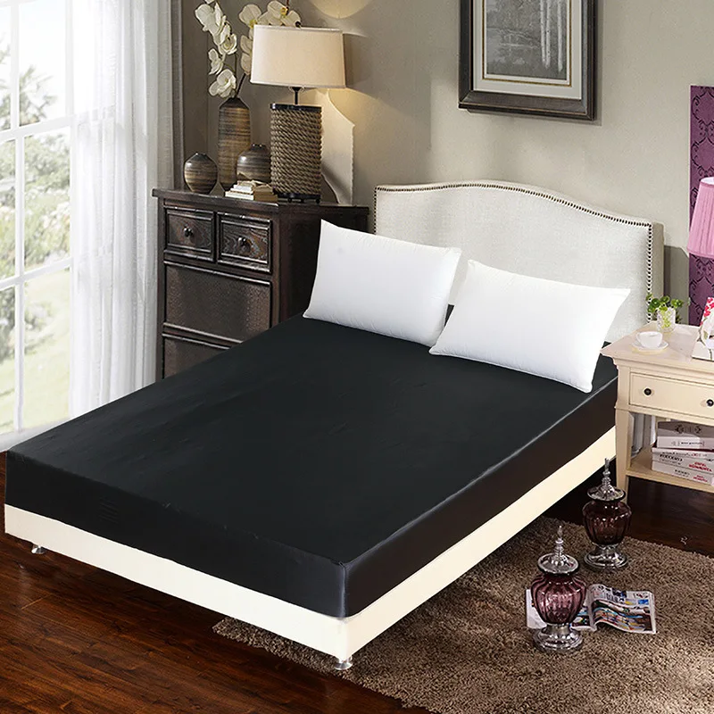 

EHOMEBUY Bedspreads 2018 Home Hotel Soft Mattress Protector Bed Cover Non Slip Coverlets Advanced Solid Color Black