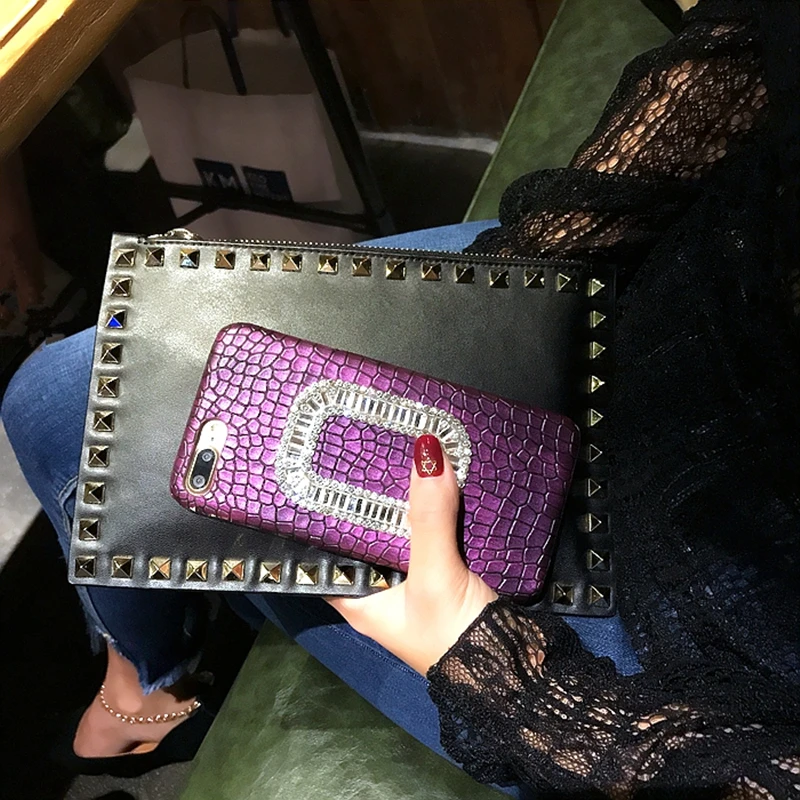 Aoweziic Han Guochao brand luxury diamond buckle mobile phone shell For iPhone 8plus X XS MAX XR female new 6 6S 7 7Plus