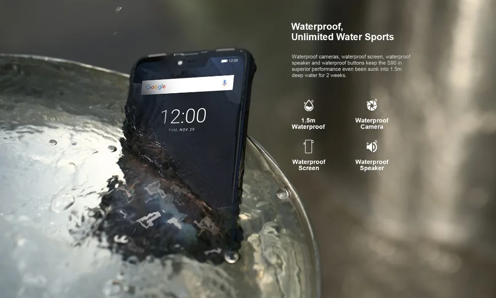 DOOGEE S90 Мобильный Телефон IP68 IP69K прочный мобильный телефон 6,18 дюймов ips дисплей 5050 мАч MT6771 Восьмиядерный 6 ГБ 128 ГБ Android 8,1 16,0 Мп