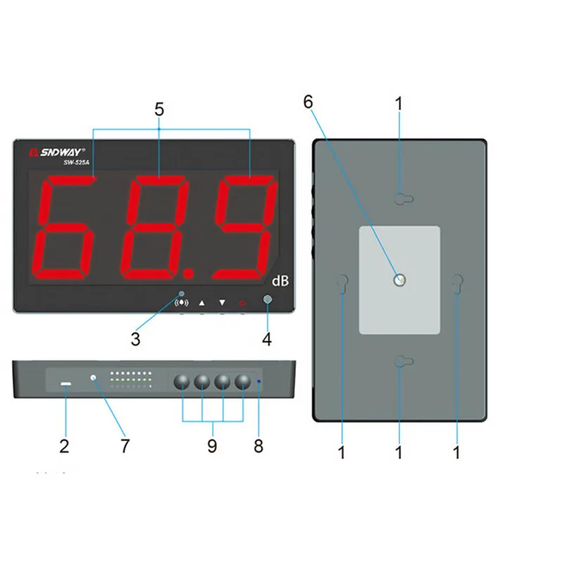 Цифровой измеритель уровня звука 30~ 130 дБ измеритель уровня шума измерительный большой экран висячий Тип шум децибел мониторинг тестеры