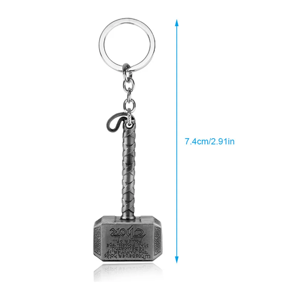 Cunymagos 1 pc Vintage Thor Hammer Keychains Avengers for Men Key Rings Movie Key Holder Thor The Dark World Key Finder Bags Key Chain (2)