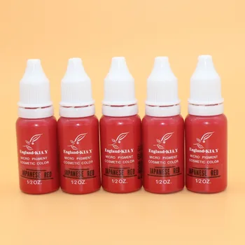 

5PCS/lot England KIAY Permanent Makeup Micro Pigment Tattoo ink For Cosmetic Eyebrow Eyeliner Lip Japanese Red 15ml 1/2oz