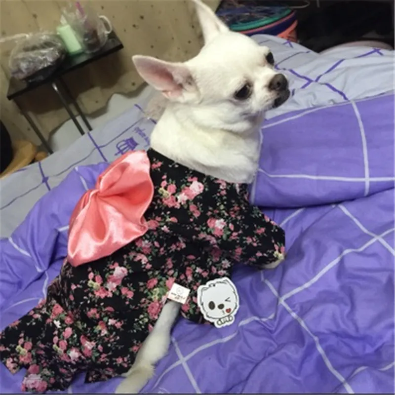 Kawaii Japan Kimono Ethnic Pet Dog Catlothes Chihuahua Puppy Floral Princess Dress Clothing In Spring Summer Dog Coats6