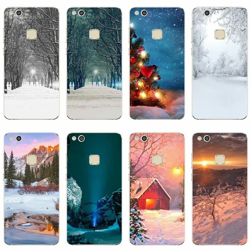 

Landscape Winter Light Snow Cover Soft Silicone TPU Phone Case For Huawei P9 P20 Lite Mate 9 10 Honor V9 Mate 10 Por P9 P20 Plus