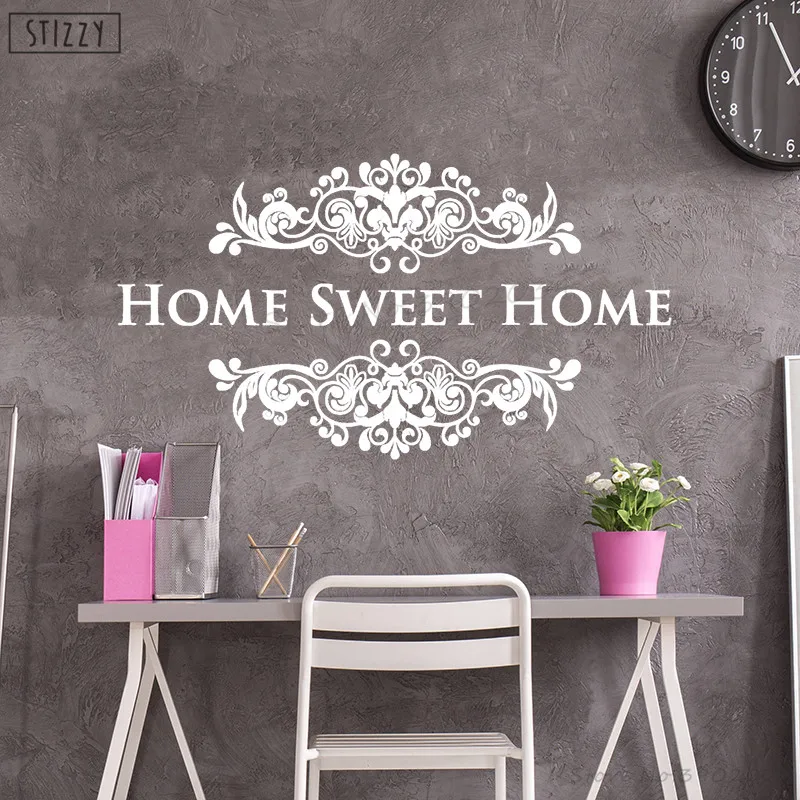 Stizzy Calcomania Creativa Para Pared Hogar Dulce Hogar Decir Pegatinas De Pared Vintage Floral Vinilo Puerta Ventana Houseware Arte Mural Decoracion C90 Adhesivos Para Pared Aliexpress