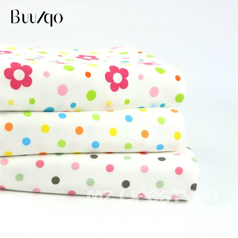 

Buulqo Stretchy printed dots cotton knitted jersey fabric by half meter DIY sewing baby clothing cotton fabric 50*170cm