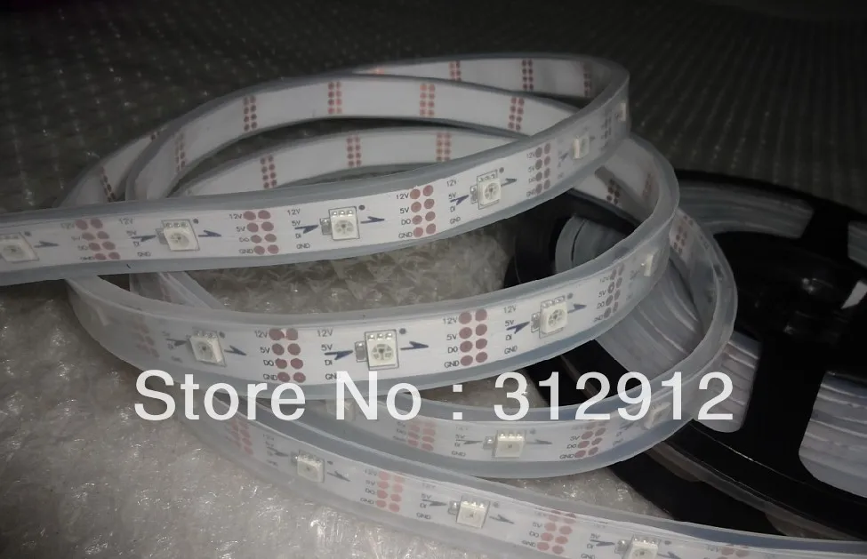 

5m DC12V INK1003 led pixel strip,IP68,30pcs 1002led(5050 RGB with INK1003 IC)/M with 30pixels;white PCB, in silicon tube