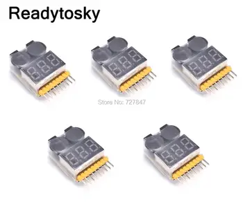 

5pcs/lot NEW High quality 3.7-30V 1-8S Lipo/Li-ion/Fe Battery Voltage 2IN1 Tester Low Voltage Buzzer Alarm