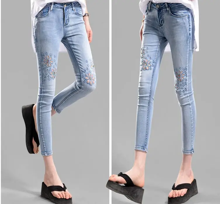Women s summer 2017 new jeans female pants pants hollow jeans