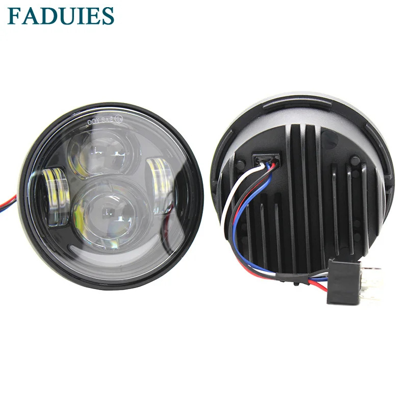 

FADUIES New 2psc Harley Motorcycle FAT BOB Style HeadLights high/low beam with DRL Fat Bob FXDF Headlamp