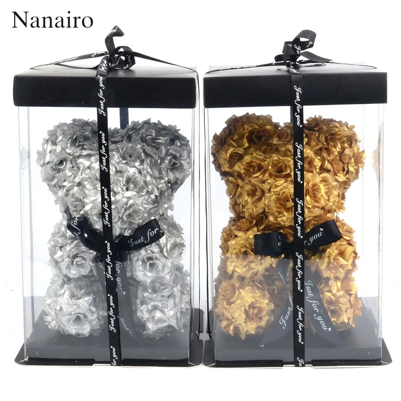 Gold Silver Rose Bear Dolls Soap Artifdicial Foam Rose Flower Teddy Bear Valentines Day Gift Birthday Party Spring Decoration Artificial Dried Flowers Aliexpress