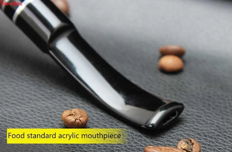 8 imported briar wood tobacco pipe with double metal ring deco bent saddle mouthpiece 9mm carbon filter men smoking pipe