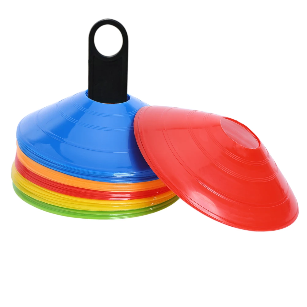 

50pcs/Set Soft Disc Football Training Sign Dish Pressure Resistant Cones Marker Discs Marker Bucket PE Sports Accessories 5*20CM