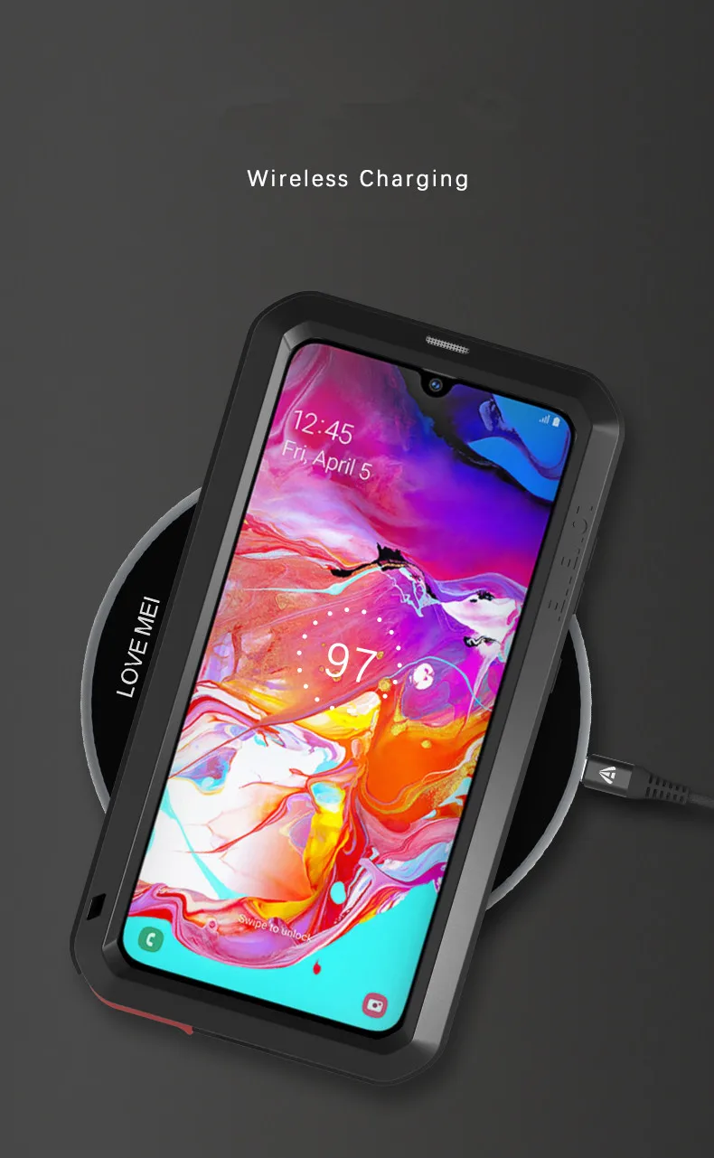AMORE MEI Potente Cassa Del Metallo Per Samsung Galaxy A70 Cassa di Alluminio Impermeabile Antiurto Copertura per Samsung A70 Gorilla di vetro UN 70-in Astuccio per telefono da Cellulari e telecomunicazioni su