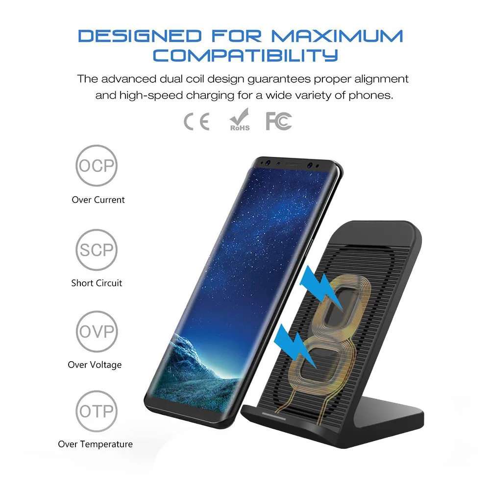 Беспроводное зарядное устройство DCAE 10 Вт Qi для Samsung S20 S10 S9 iPhone 11 Pro X 8 XS Max XR Xiaomi Mi
