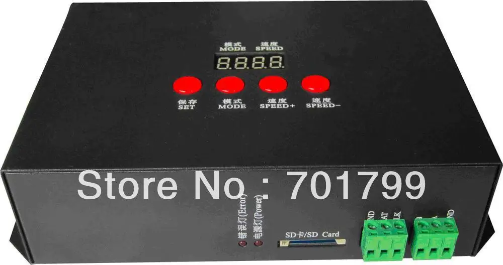 T-1000 Стандартный, AC синхронный светодиодный SD card пикселей контроллер; AC110V/50 Гц или AC220V/50 HZ вход(50 Гц должна быть не требуется