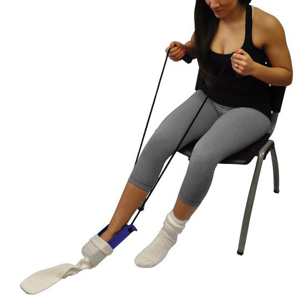 Adjustable Length Sock Dressing Assist Aids Device Helper for Elderly Senior Pregnant Patients Caregivers with Foam Handle
