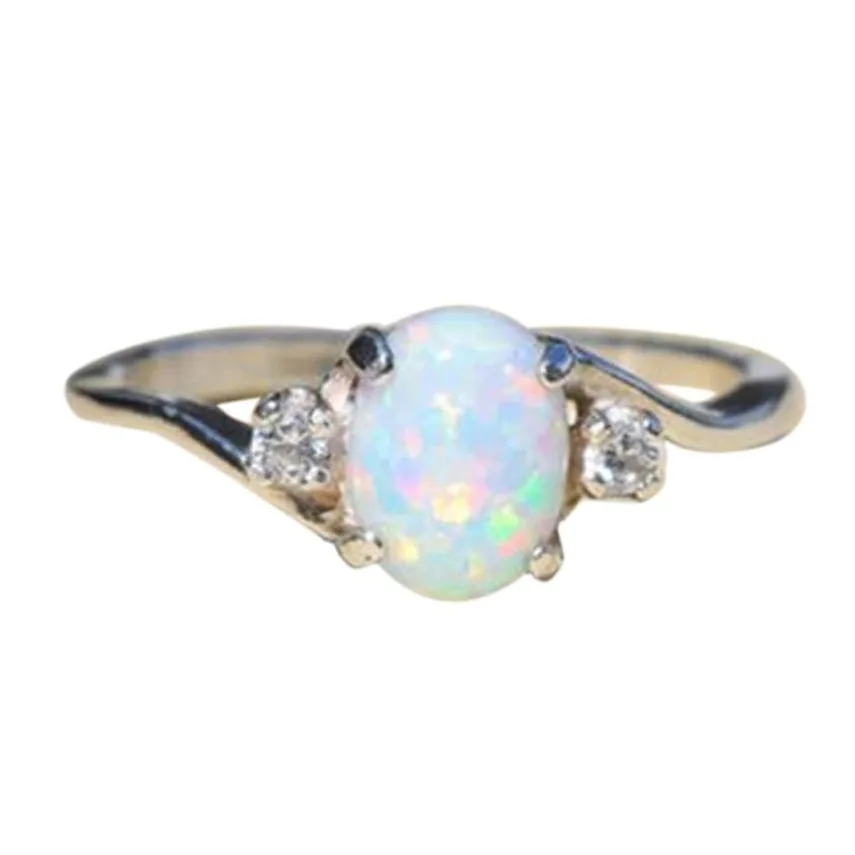 

GEMIXI Exquisite Women's Sterling Silver Ring Oval Cut Fire Opal Band Rings 4.4