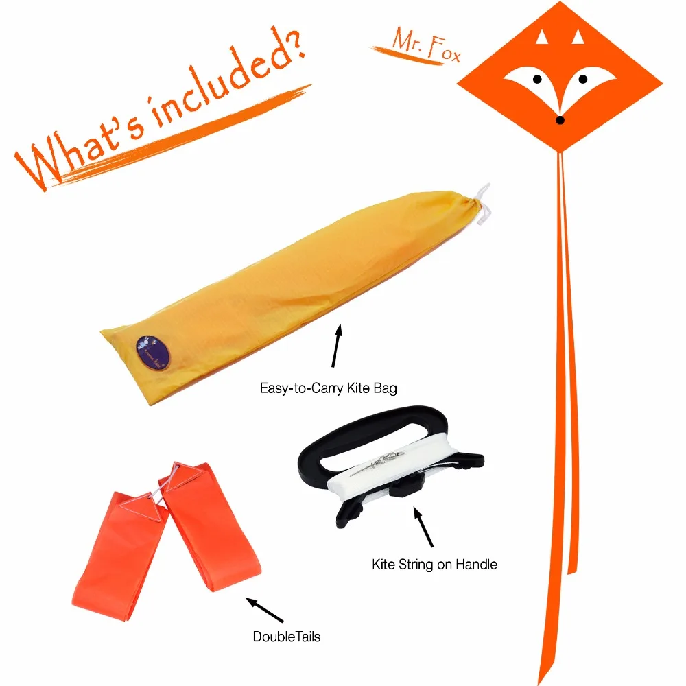 25ftFoxShapeSingleLineKiteWithKiteAccessoriesDoubleTails