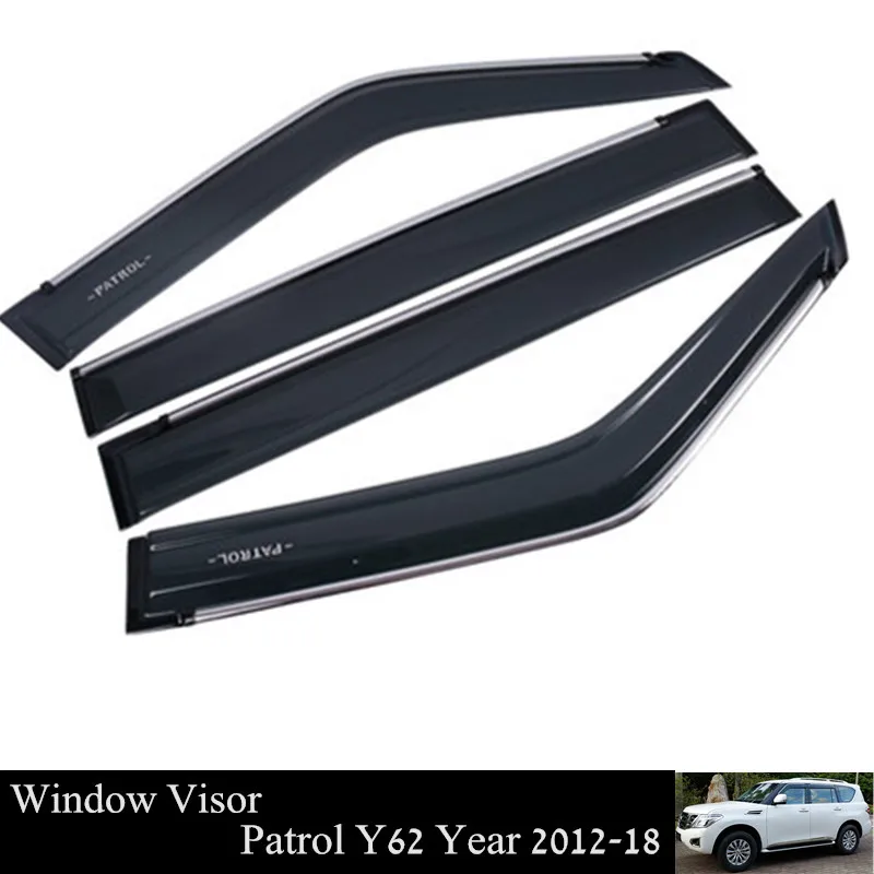 

For Patrol Y62 2017 Window Visor Rain Guard Sun Deflector Vent Shade Acrylic Black For Nissan Patrol Y62 Year 2012-2018